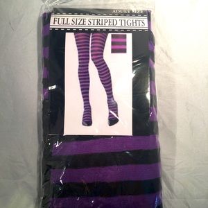 Purple and black‎ striped tights